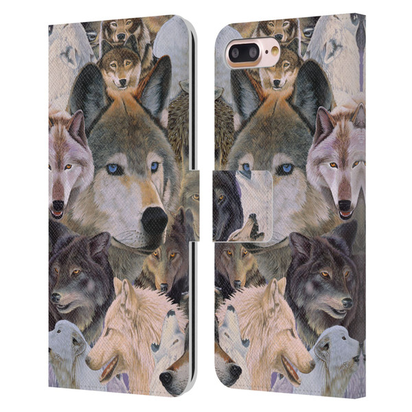 Graeme Stevenson Wildlife Wolves 1 Leather Book Wallet Case Cover For Apple iPhone 7 Plus / iPhone 8 Plus