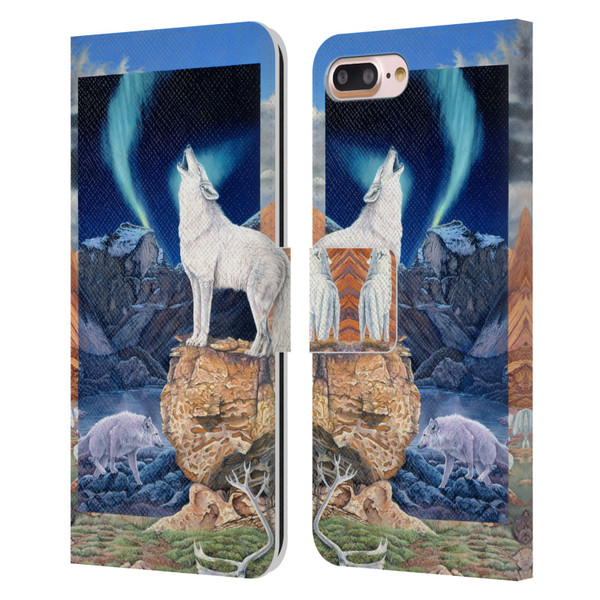 Graeme Stevenson Wildlife Wolves 3 Leather Book Wallet Case Cover For Apple iPhone 7 Plus / iPhone 8 Plus