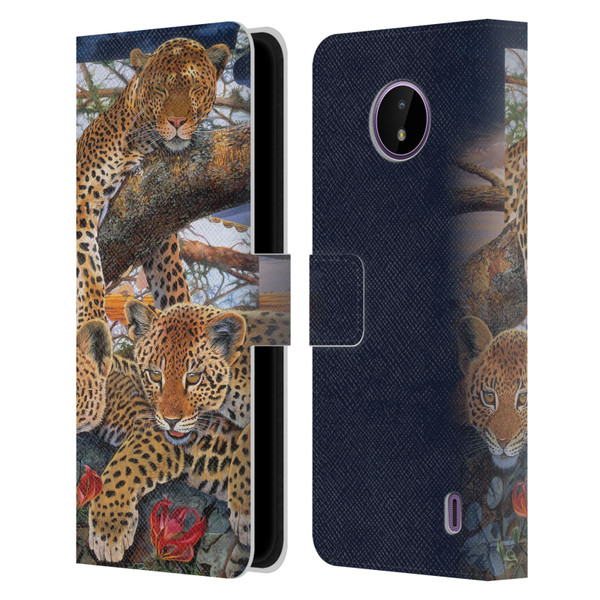 Graeme Stevenson Wildlife Leopard Leather Book Wallet Case Cover For Nokia C10 / C20