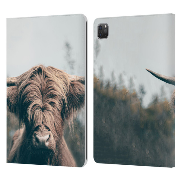 Patrik Lovrin Animal Portraits Highland Cow Leather Book Wallet Case Cover For Apple iPad Pro 11 2020 / 2021 / 2022