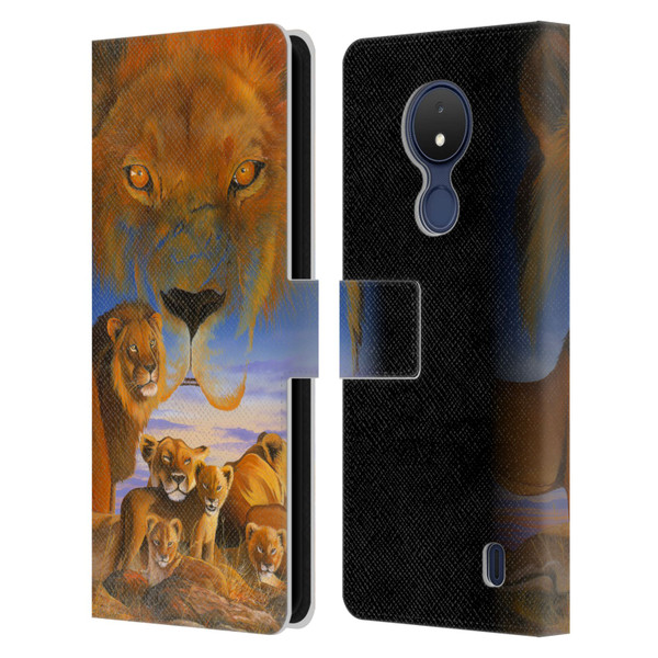 Graeme Stevenson Wildlife Lions Leather Book Wallet Case Cover For Nokia C21