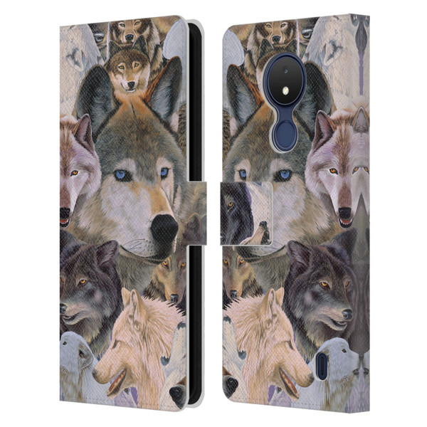 Graeme Stevenson Wildlife Wolves 1 Leather Book Wallet Case Cover For Nokia C21