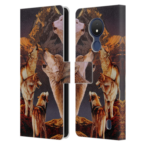 Graeme Stevenson Wildlife Wolves 2 Leather Book Wallet Case Cover For Nokia C21