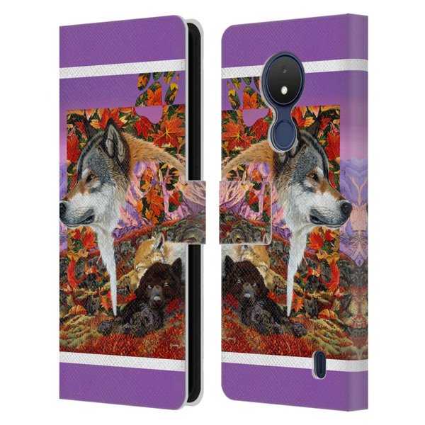 Graeme Stevenson Wildlife Wolves 4 Leather Book Wallet Case Cover For Nokia C21