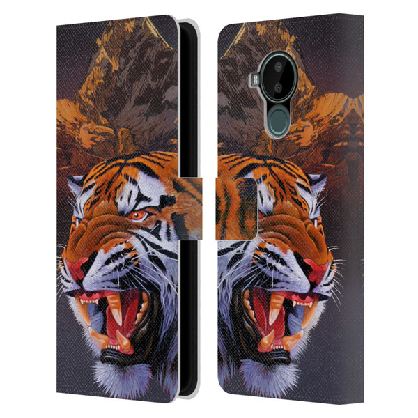 Graeme Stevenson Wildlife Tiger Leather Book Wallet Case Cover For Nokia C30