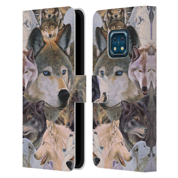 Graeme Stevenson Wildlife Wolves 1 Leather Book Wallet Case Cover For Nokia XR20