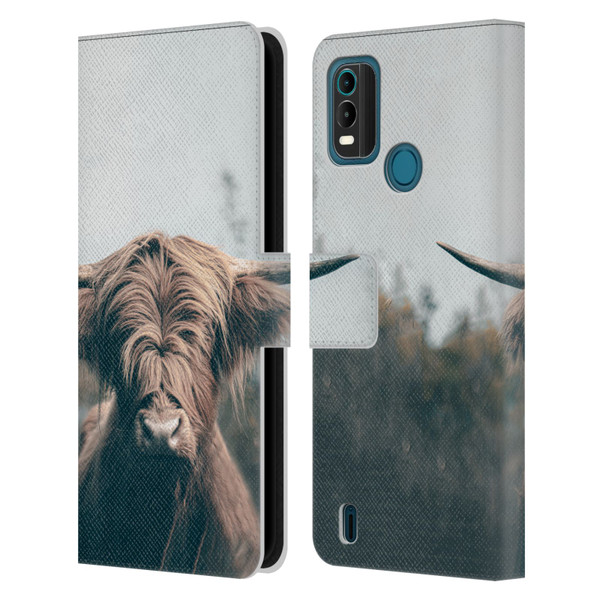 Patrik Lovrin Animal Portraits Highland Cow Leather Book Wallet Case Cover For Nokia G11 Plus