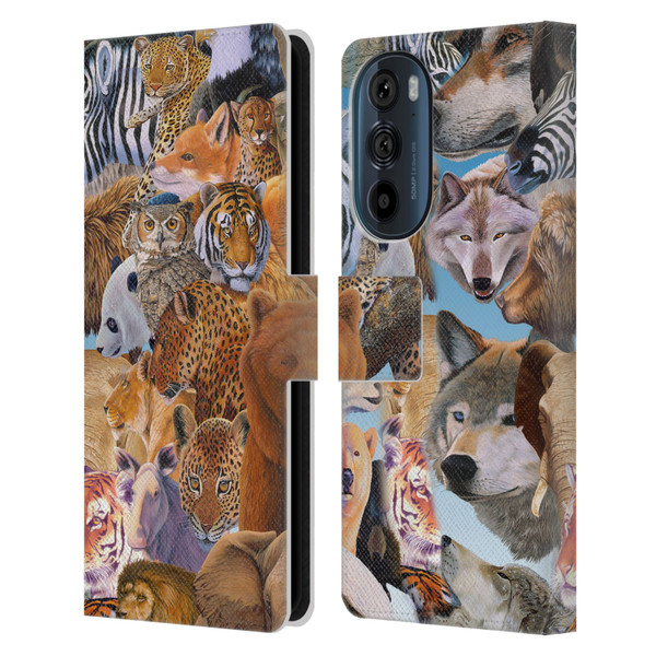 Graeme Stevenson Wildlife Animals Leather Book Wallet Case Cover For Motorola Edge 30
