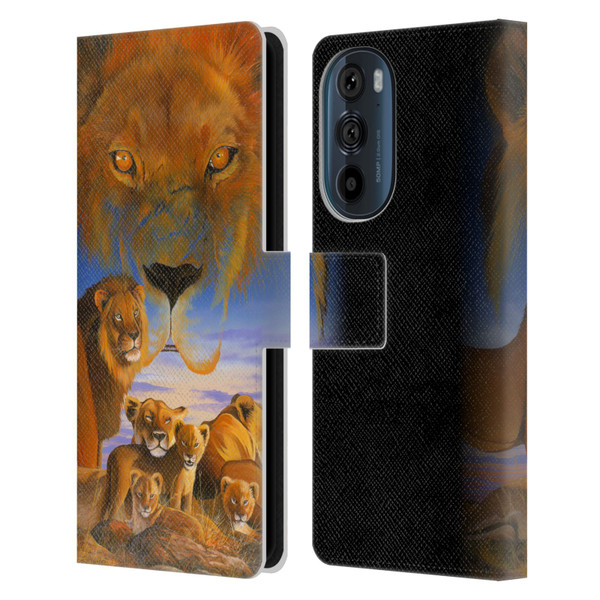 Graeme Stevenson Wildlife Lions Leather Book Wallet Case Cover For Motorola Edge 30