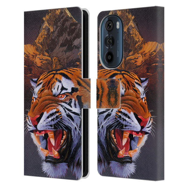 Graeme Stevenson Wildlife Tiger Leather Book Wallet Case Cover For Motorola Edge 30