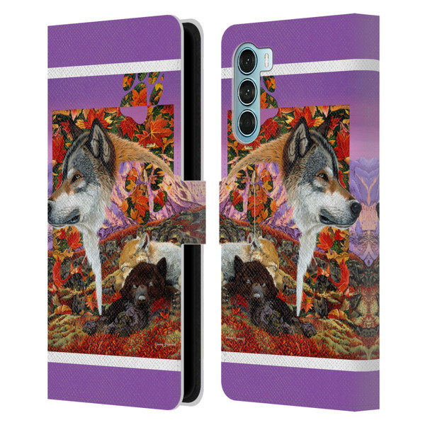 Graeme Stevenson Wildlife Wolves 4 Leather Book Wallet Case Cover For Motorola Edge S30 / Moto G200 5G