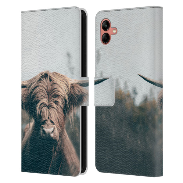 Patrik Lovrin Animal Portraits Highland Cow Leather Book Wallet Case Cover For Samsung Galaxy A04 (2022)