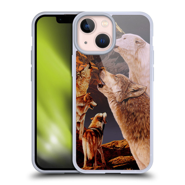 Graeme Stevenson Wildlife Wolves 2 Soft Gel Case for Apple iPhone 13 Mini