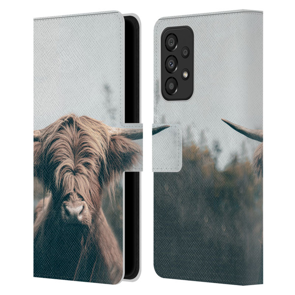 Patrik Lovrin Animal Portraits Highland Cow Leather Book Wallet Case Cover For Samsung Galaxy A33 5G (2022)