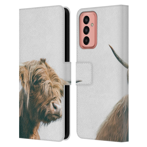 Patrik Lovrin Animal Portraits Majestic Highland Cow Leather Book Wallet Case Cover For Samsung Galaxy M13 (2022)