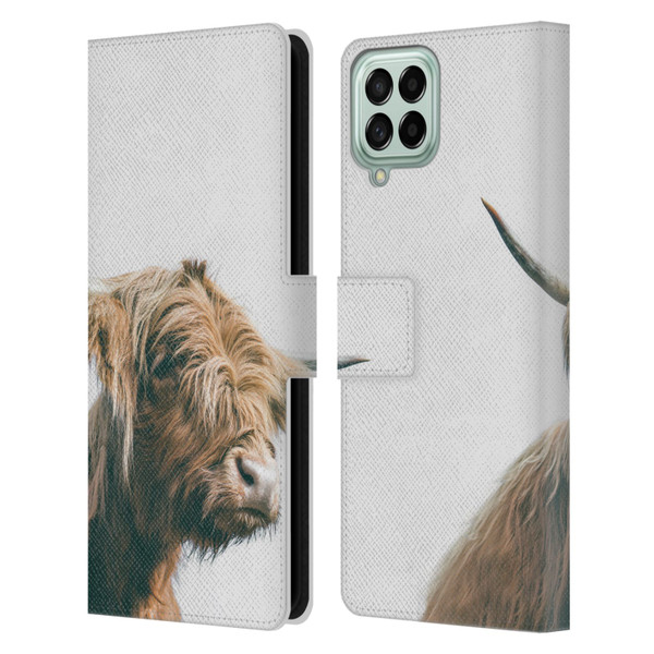 Patrik Lovrin Animal Portraits Majestic Highland Cow Leather Book Wallet Case Cover For Samsung Galaxy M33 (2022)