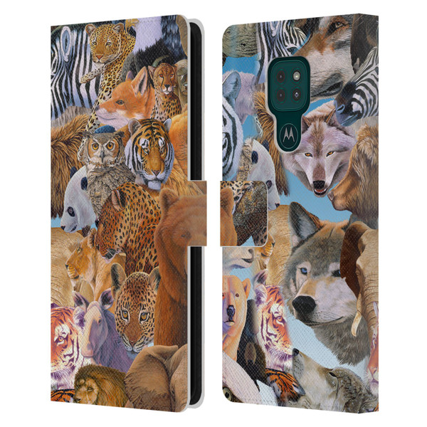 Graeme Stevenson Wildlife Animals Leather Book Wallet Case Cover For Motorola Moto G9 Play