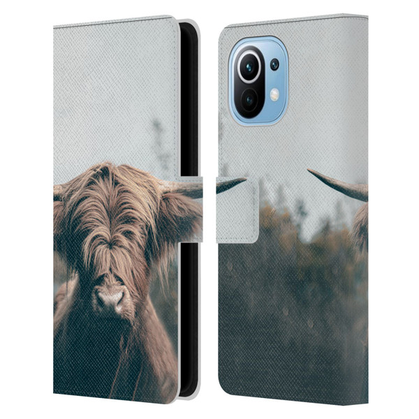 Patrik Lovrin Animal Portraits Highland Cow Leather Book Wallet Case Cover For Xiaomi Mi 11