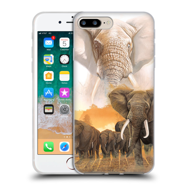 Graeme Stevenson Wildlife Elephants Soft Gel Case for Apple iPhone 7 Plus / iPhone 8 Plus
