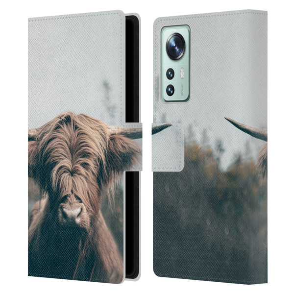 Patrik Lovrin Animal Portraits Highland Cow Leather Book Wallet Case Cover For Xiaomi 12