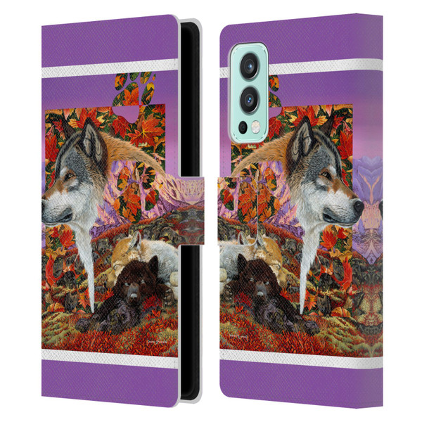 Graeme Stevenson Wildlife Wolves 4 Leather Book Wallet Case Cover For OnePlus Nord 2 5G