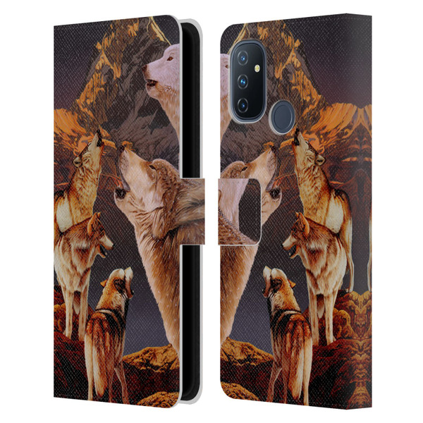Graeme Stevenson Wildlife Wolves 2 Leather Book Wallet Case Cover For OnePlus Nord N100