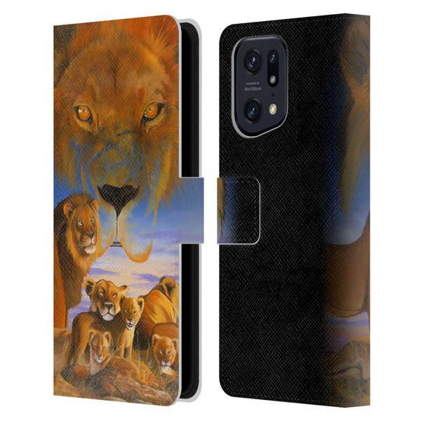 Graeme Stevenson Wildlife Lions Leather Book Wallet Case Cover For OPPO Find X5 Pro