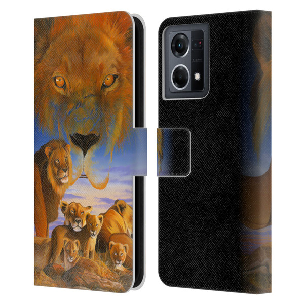 Graeme Stevenson Wildlife Lions Leather Book Wallet Case Cover For OPPO Reno8 4G