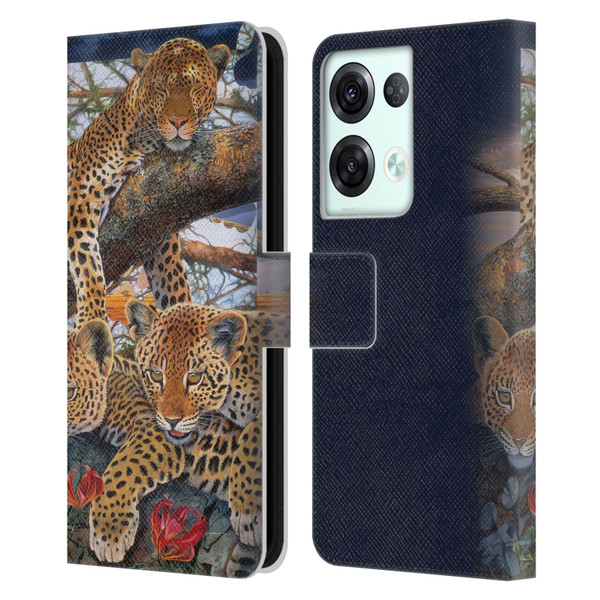 Graeme Stevenson Wildlife Leopard Leather Book Wallet Case Cover For OPPO Reno8 Pro