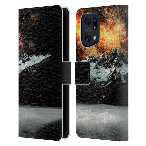 Patrik Lovrin Dreams Vs Reality Burning Galaxy Above Mountains Leather Book Wallet Case Cover For OPPO Find X5 Pro