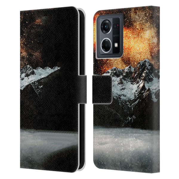 Patrik Lovrin Dreams Vs Reality Burning Galaxy Above Mountains Leather Book Wallet Case Cover For OPPO Reno8 4G