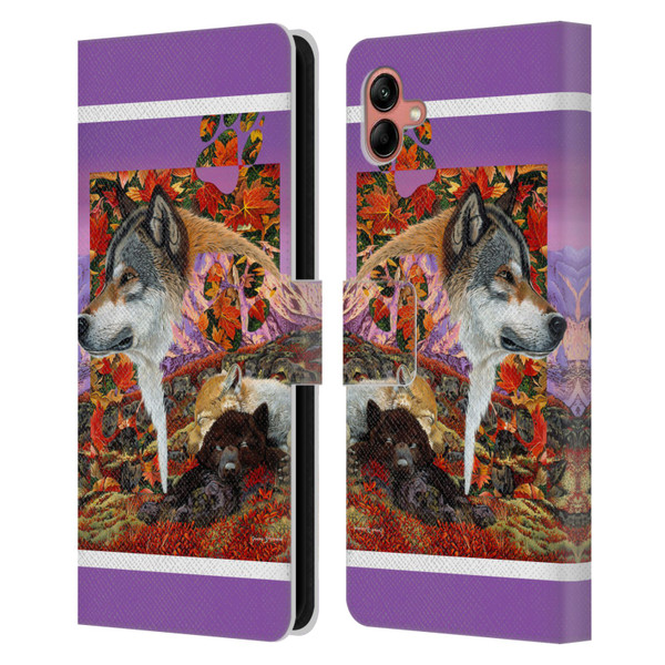 Graeme Stevenson Wildlife Wolves 4 Leather Book Wallet Case Cover For Samsung Galaxy A04 (2022)