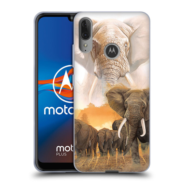 Graeme Stevenson Wildlife Elephants Soft Gel Case for Motorola Moto E6 Plus
