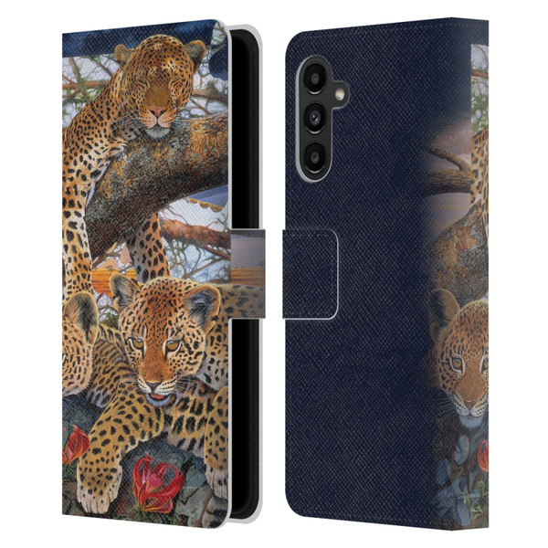 Graeme Stevenson Wildlife Leopard Leather Book Wallet Case Cover For Samsung Galaxy A13 5G (2021)