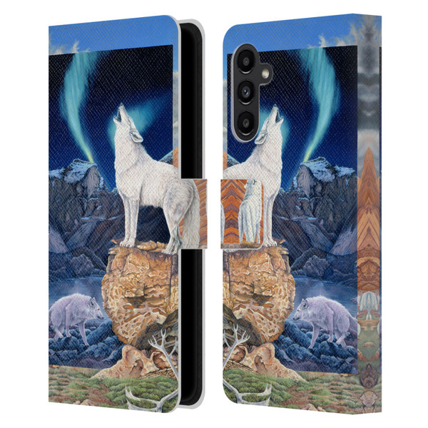 Graeme Stevenson Wildlife Wolves 3 Leather Book Wallet Case Cover For Samsung Galaxy A13 5G (2021)