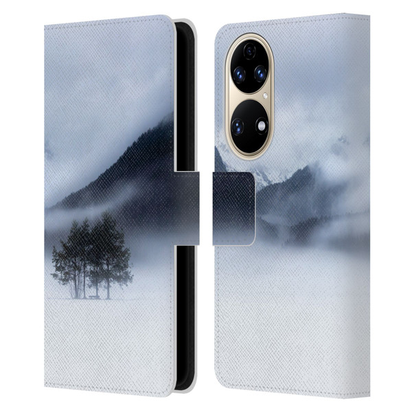 Patrik Lovrin Magical Foggy Landscape Fog, Mountains And A Tree Leather Book Wallet Case Cover For Huawei P50