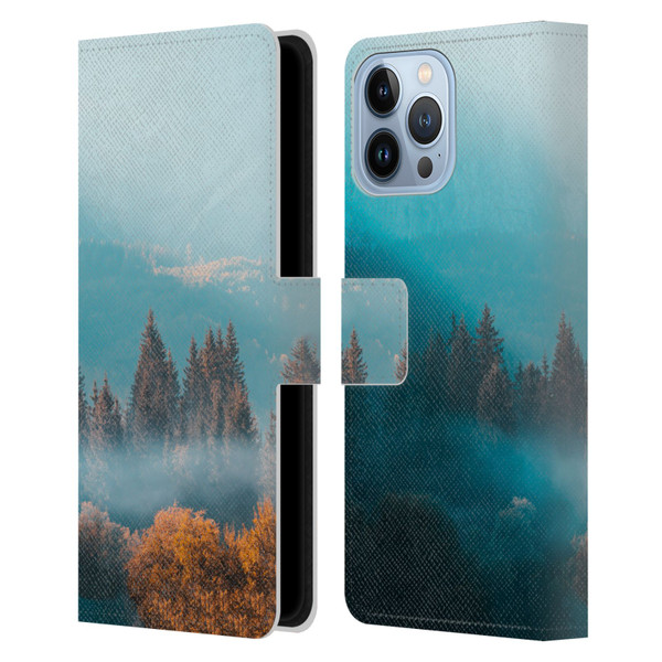 Patrik Lovrin Magical Foggy Landscape Autumn Forest Leather Book Wallet Case Cover For Apple iPhone 13 Pro Max