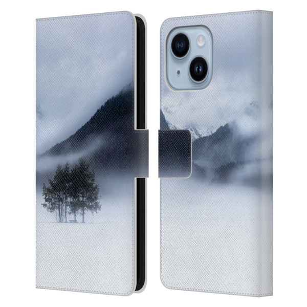 Patrik Lovrin Magical Foggy Landscape Fog, Mountains And A Tree Leather Book Wallet Case Cover For Apple iPhone 14 Plus