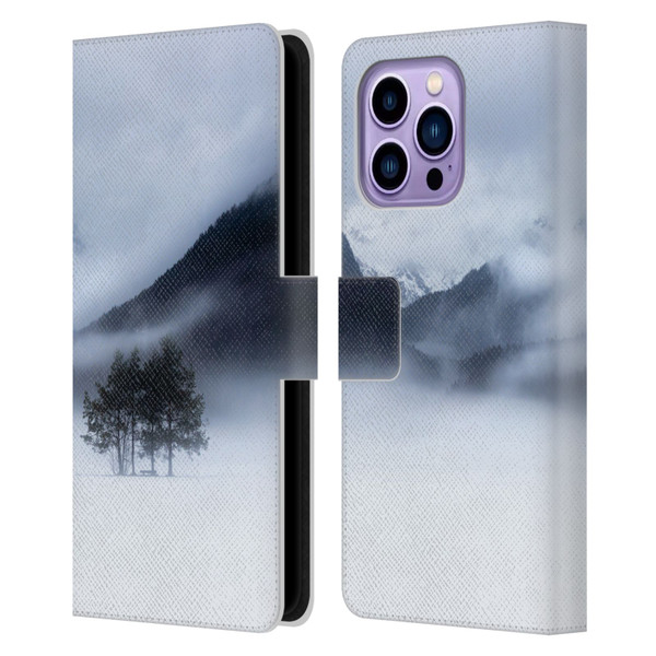 Patrik Lovrin Magical Foggy Landscape Fog, Mountains And A Tree Leather Book Wallet Case Cover For Apple iPhone 14 Pro Max
