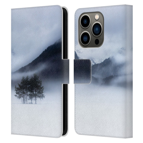 Patrik Lovrin Magical Foggy Landscape Fog, Mountains And A Tree Leather Book Wallet Case Cover For Apple iPhone 14 Pro