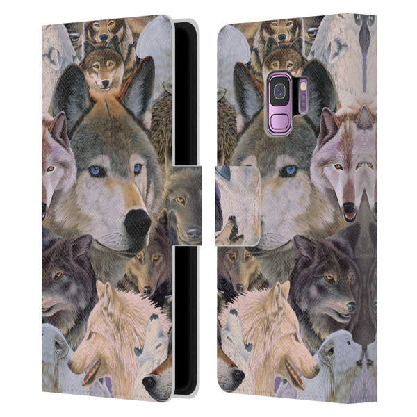 Graeme Stevenson Wildlife Wolves 1 Leather Book Wallet Case Cover For Samsung Galaxy S9