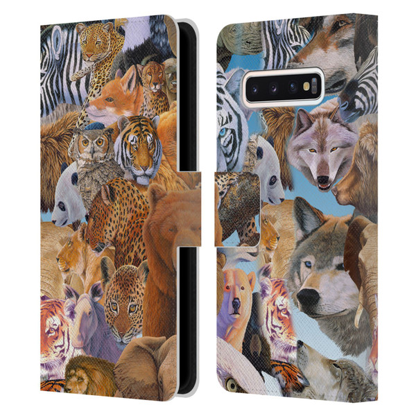 Graeme Stevenson Wildlife Animals Leather Book Wallet Case Cover For Samsung Galaxy S10
