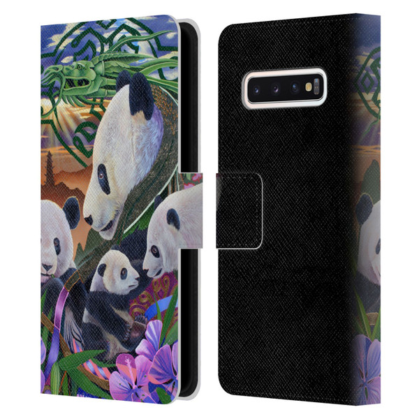 Graeme Stevenson Wildlife Pandas Leather Book Wallet Case Cover For Samsung Galaxy S10
