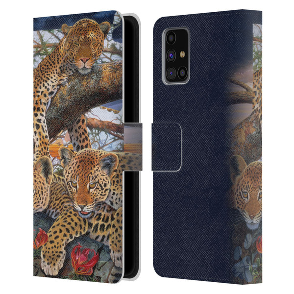 Graeme Stevenson Wildlife Leopard Leather Book Wallet Case Cover For Samsung Galaxy M31s (2020)