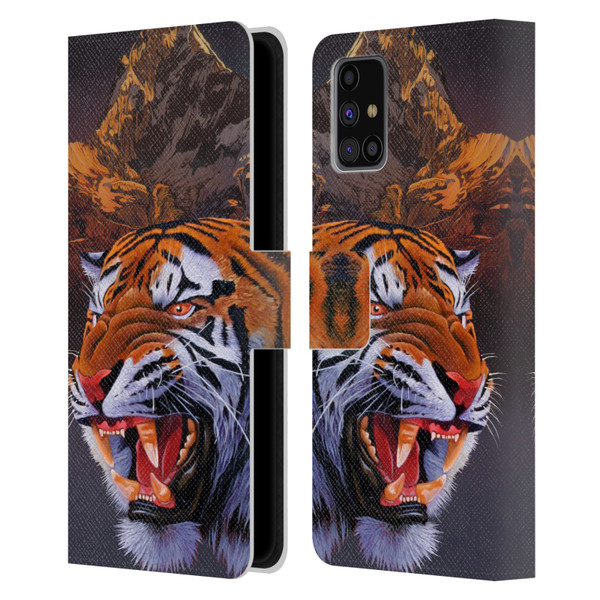 Graeme Stevenson Wildlife Tiger Leather Book Wallet Case Cover For Samsung Galaxy M31s (2020)