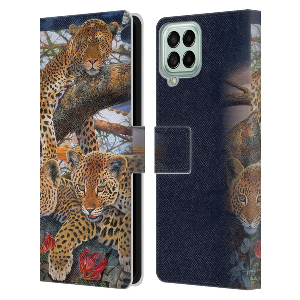 Graeme Stevenson Wildlife Leopard Leather Book Wallet Case Cover For Samsung Galaxy M33 (2022)