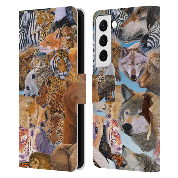 Graeme Stevenson Wildlife Animals Leather Book Wallet Case Cover For Samsung Galaxy S22 5G