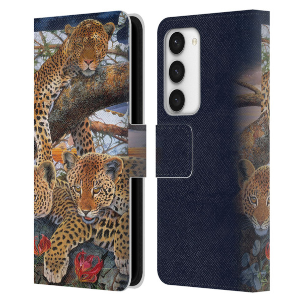 Graeme Stevenson Wildlife Leopard Leather Book Wallet Case Cover For Samsung Galaxy S23 5G