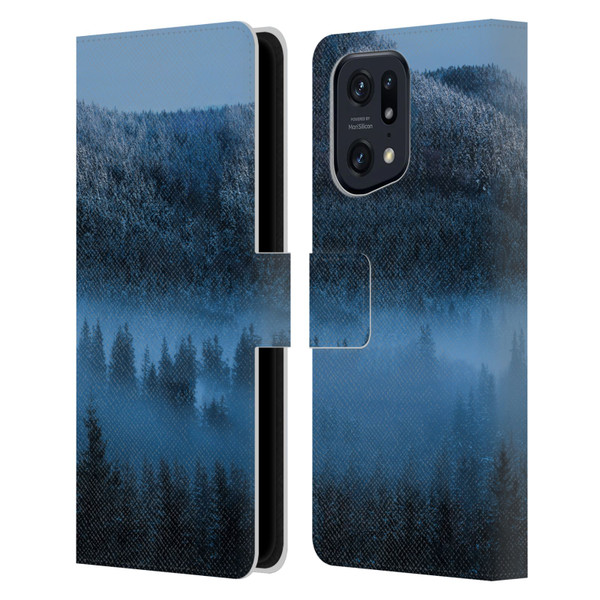 Patrik Lovrin Magical Foggy Landscape Magical Fog Over Snowy Forest Leather Book Wallet Case Cover For OPPO Find X5 Pro
