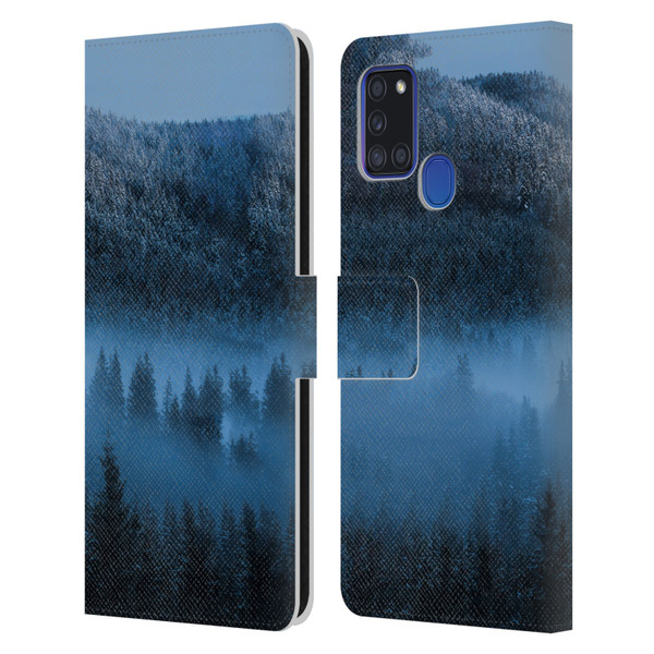 Patrik Lovrin Magical Foggy Landscape Magical Fog Over Snowy Forest Leather Book Wallet Case Cover For Samsung Galaxy A21s (2020)